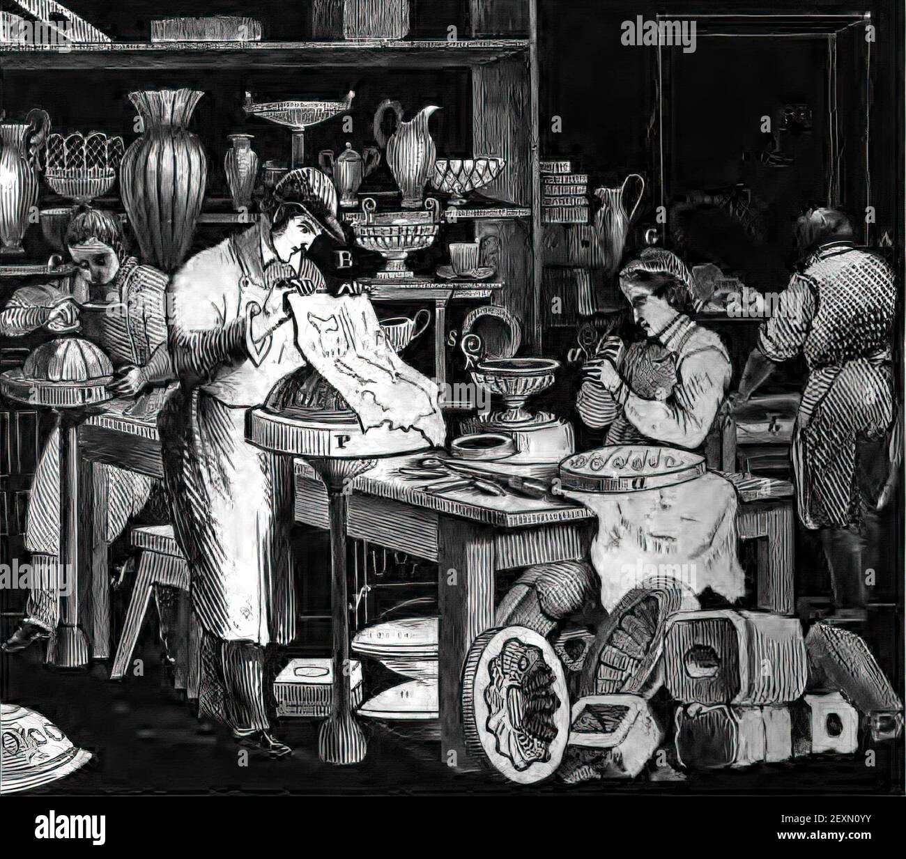 Une illustration historique d'un laboratoire d'une ancienne alchimie livre Banque D'Images