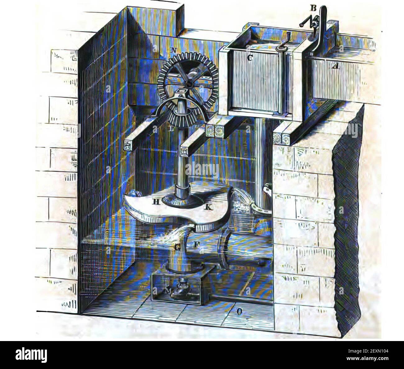 Un cliché vertical d'une machine historique d'un ancien alchimie livre Banque D'Images