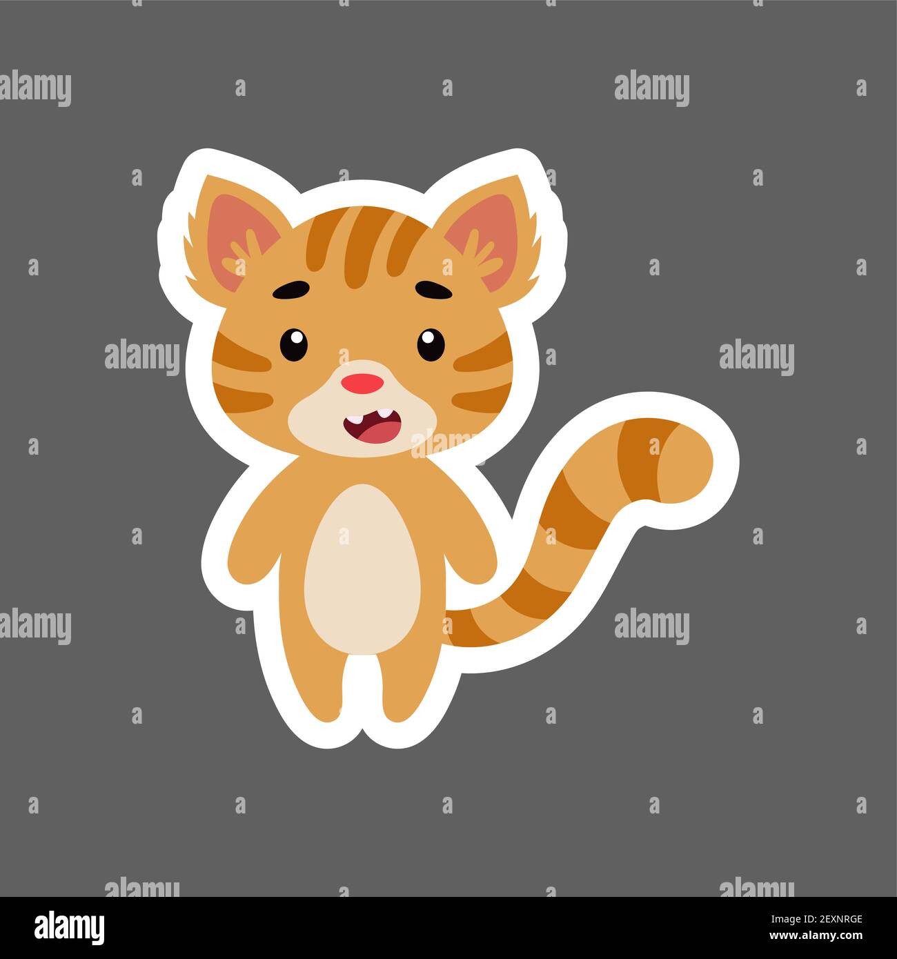 Autocollant Joli Petit Chat Personnage Animal De Dessin Anime Pour Les Cartes D Enfants Douche De Bebe Invitation D Anniversaire Interieur De Maison Vecto Pueril De Couleur Vive Image Vectorielle Stock Alamy