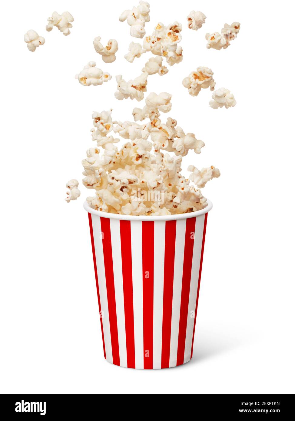 seau de pop-corn éclaboussant isolé sur blanc Banque D'Images seau de pop-corn éclaboussant isolé sur blanc Banque D'Images