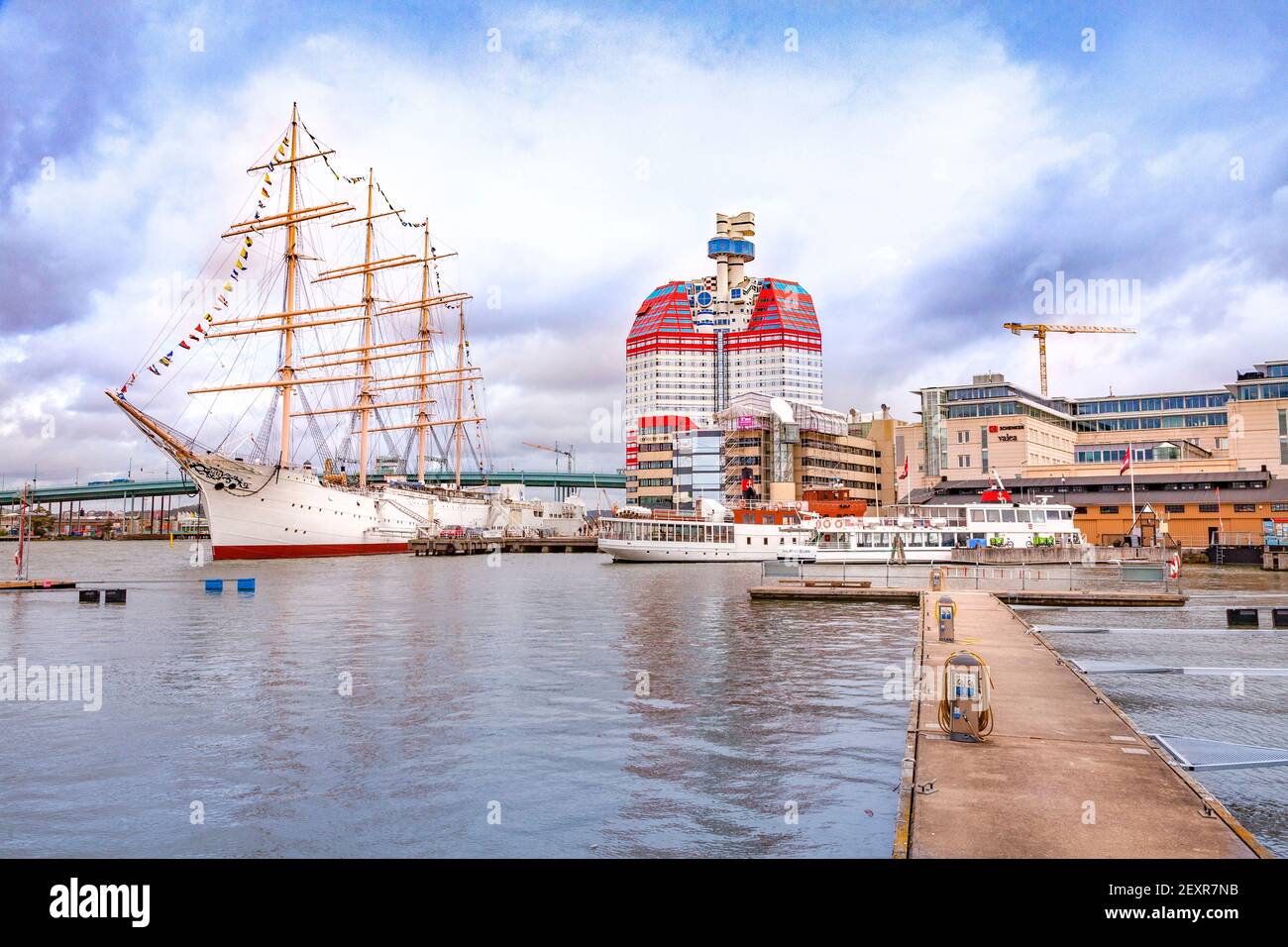 14 septembre 2019 : Göteborg, Suède - Lilla Bommens Torg, avec vue sur la place Viking au port. Banque D'Images