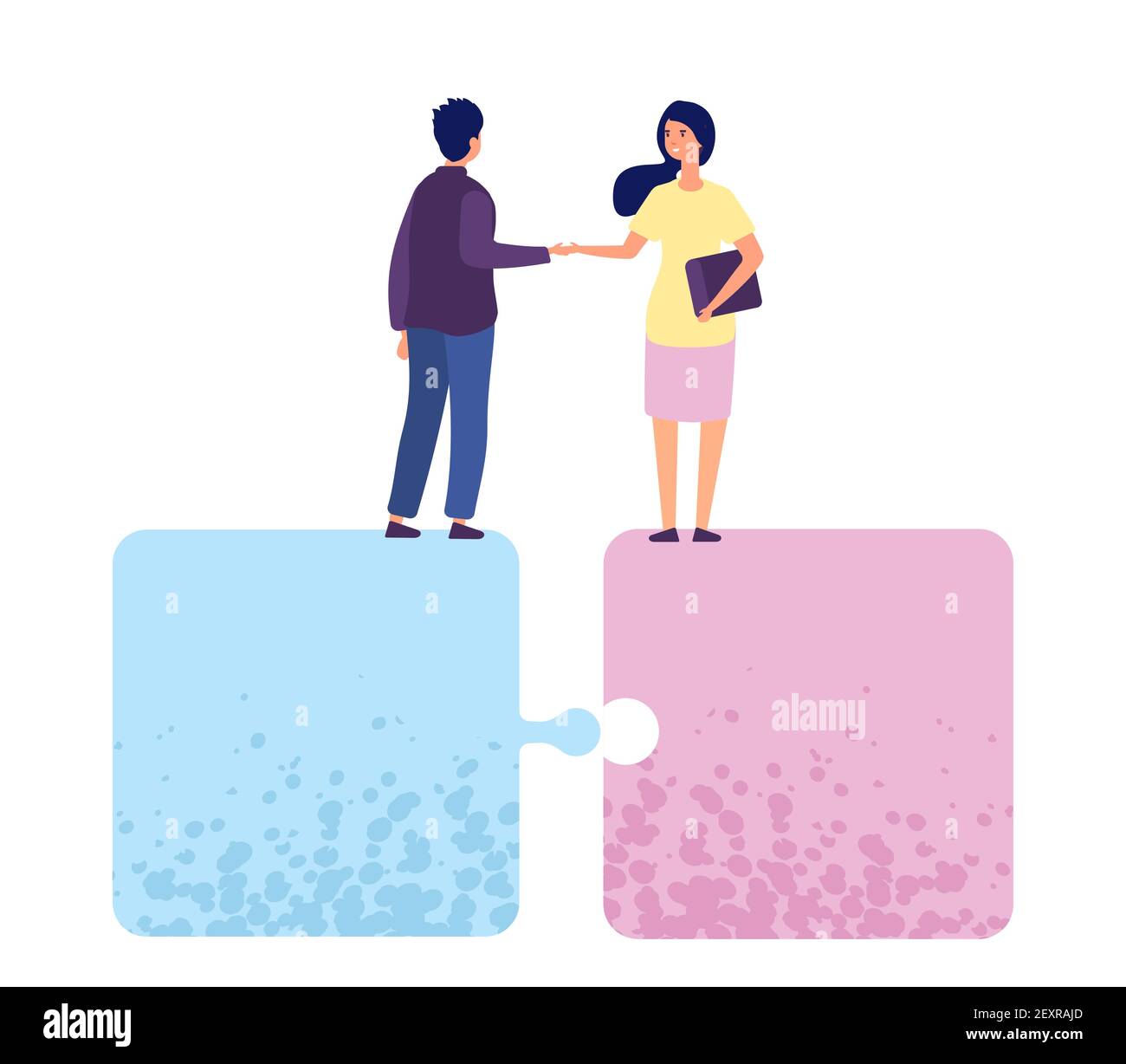Concept de coopération commerciale. Vector homme d'affaires et femme d'affaires se secouent la main. Illustration coopération poignée de main homme et femme Illustration de Vecteur