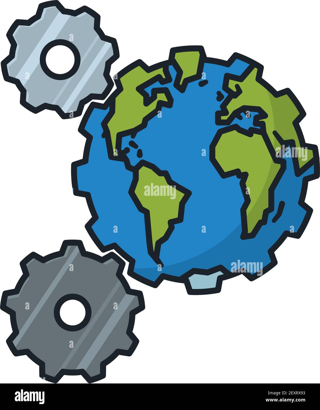 La Terre comme roue dentée dans un vecteur isolé de transmission Illustration de la Journée mondiale des normes, le 14 octobre Illustration de Vecteur