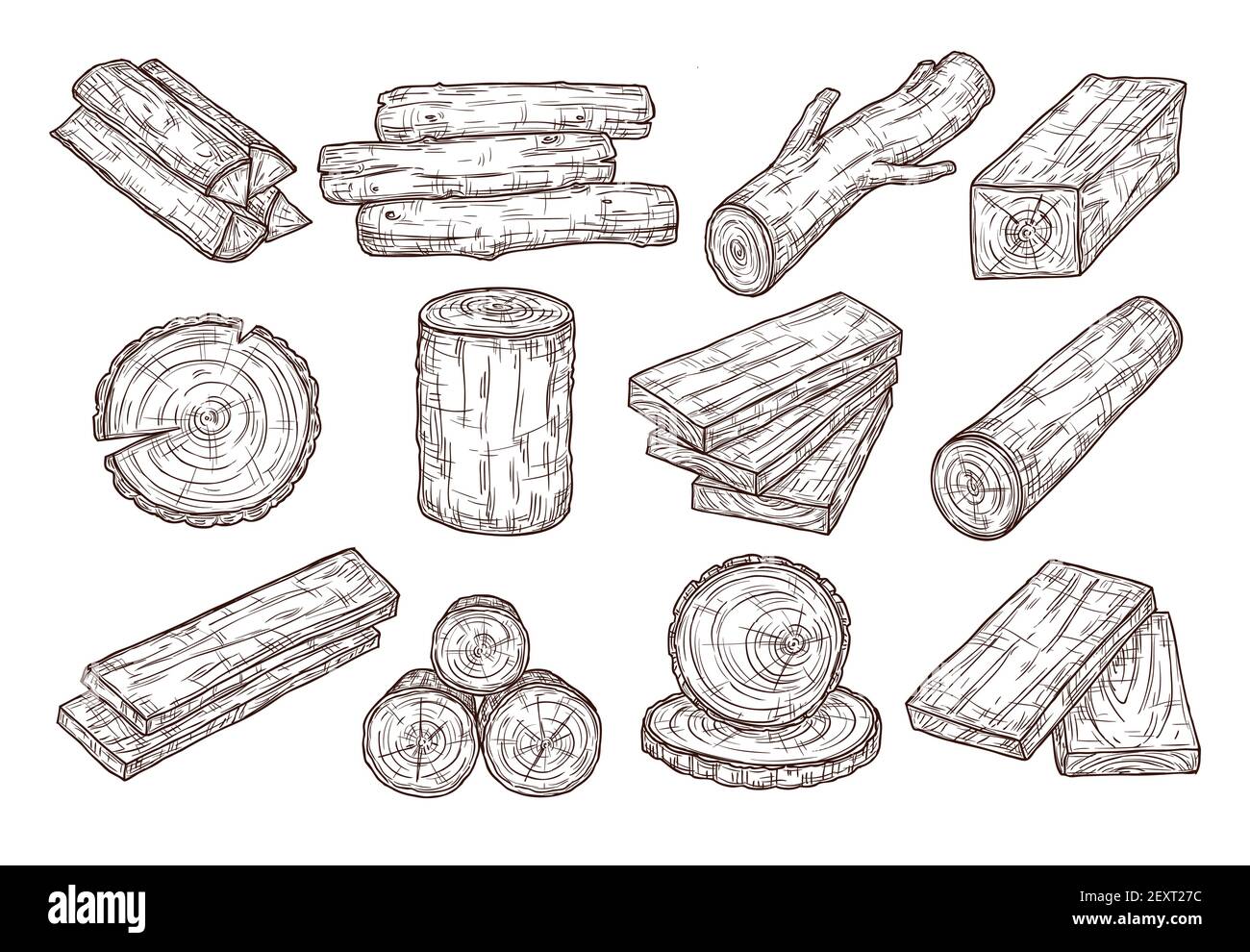 Bois tiré à la main. Esquissez des rondins de bois, le tronc et les planches. Branches d'arbres empilées, kit de vecteur vintage pour matériaux de construction forestière. Illustration tronc et bois de charpente, bois de chauffage et bois de feuillus Illustration de Vecteur Bois tiré à la main. Esquissez des rondins de bois, le tronc et les planches. Branches d'arbres empilées, kit de vecteur vintage pour matériaux de construction forestière. Illustration tronc et bois de charpente, bois de chauffage et bois de feuillus Illustration de Vecteur