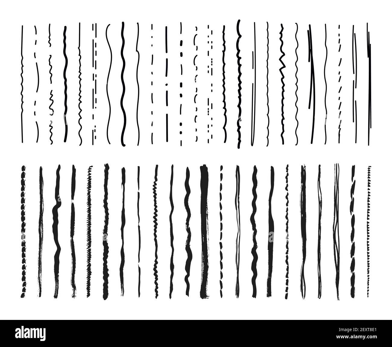 Lignes d'esquisse. Marqueur crayon Doodle texturé ligne à main levée traits craie gribouillage encre noire ligne vecteur isolé. Illustration encre à tracer, plaque de marquage à main levée, trait de peinture Illustration de Vecteur
