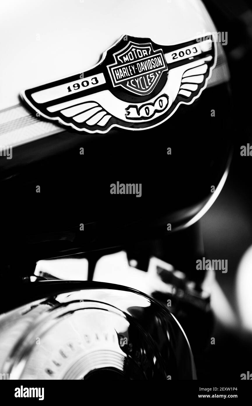 Harley Davidson moto. Noir et blanc Banque D'Images