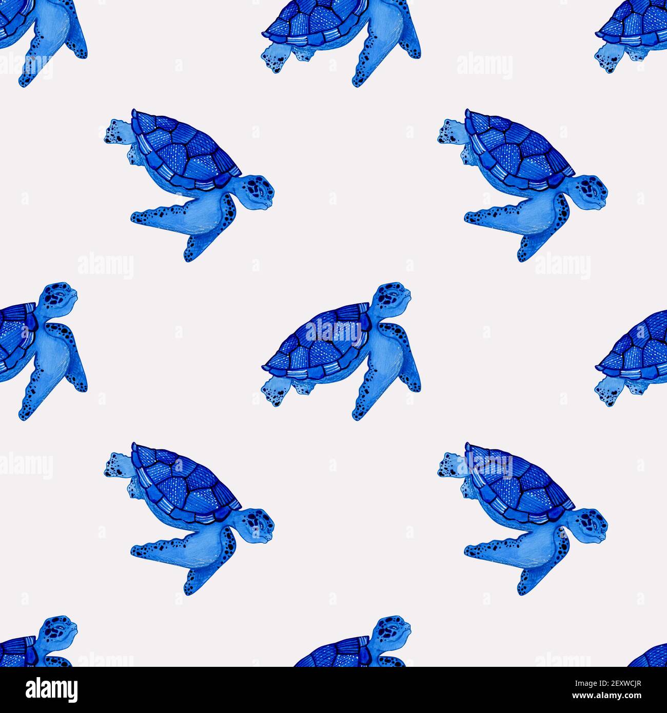 MOTIF BLEU TORTUES SANS COUTURE Banque D'Images