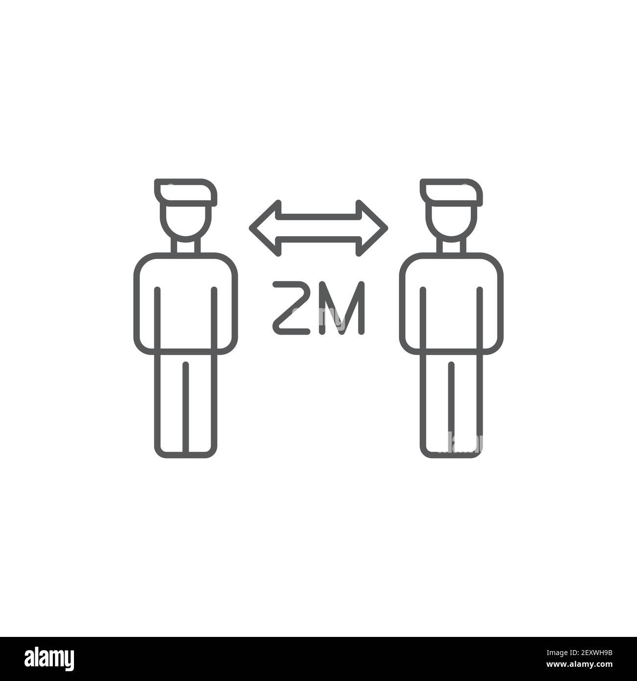 icône de distance sociale, couleur, ligne, contour du signe vecteur, pictogramme de style linéaire isolé sur blanc. Symbole, illustration du logo Illustration de Vecteur
