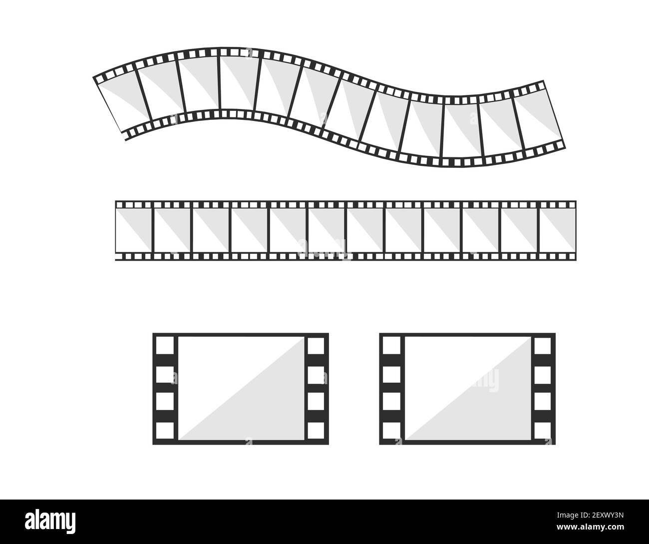 Illustration vectorielle de bande de film monochrome isolée sur fond blanc Illustration de Vecteur