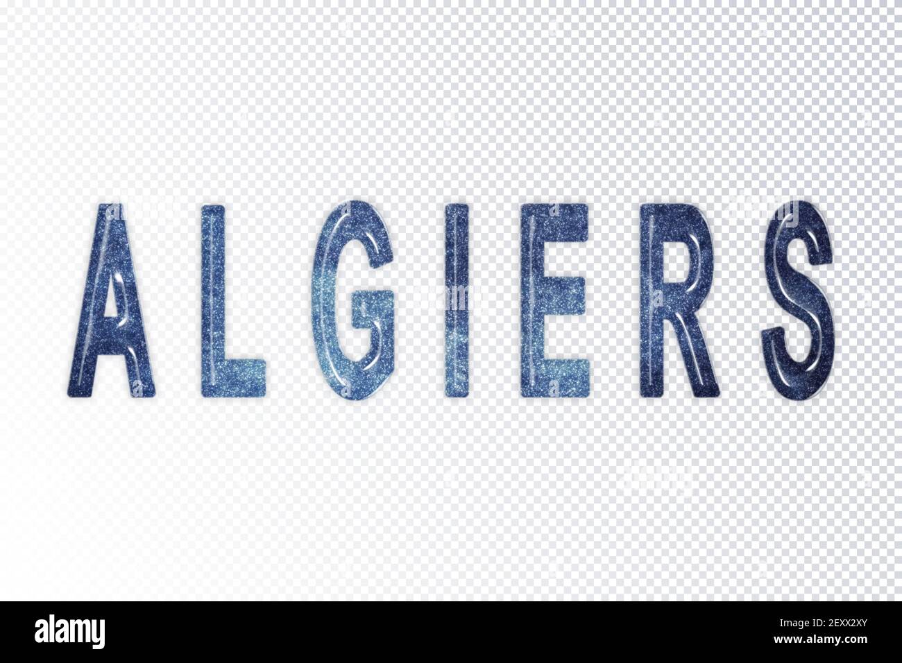 Lettres d'Alger, lettres laiteuses d'Alger, fond transparent, chemin de coupure Banque D'Images