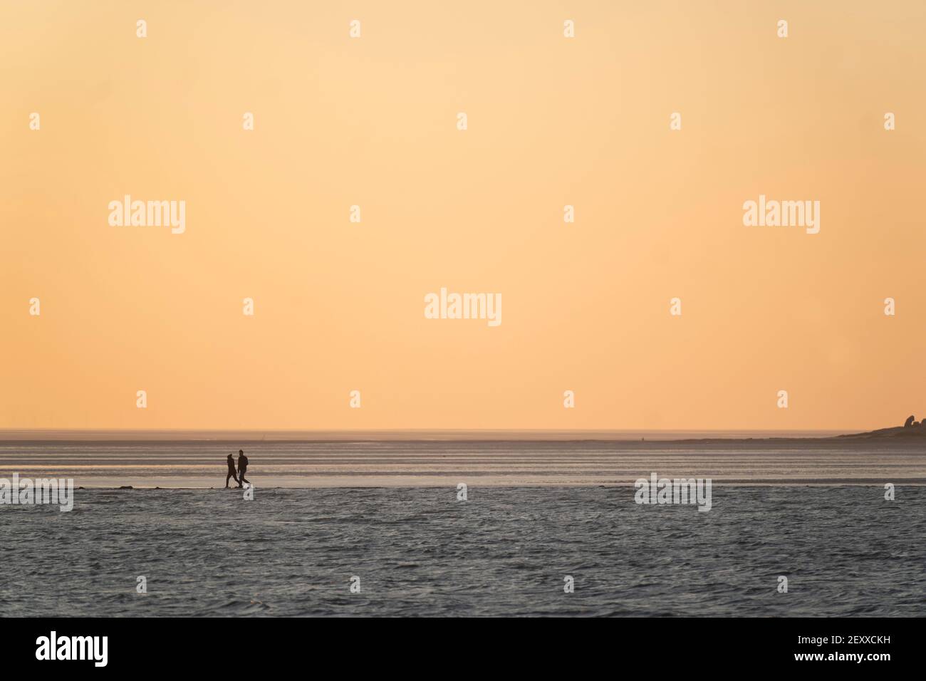Soumis par Jon Super (07974 356-333) West Kirby Marine Lake Sunset, Wirral, Britain le 1 mars 2021. (Photo de Jon Super) (photo/Jon Super 0 Banque D'Images