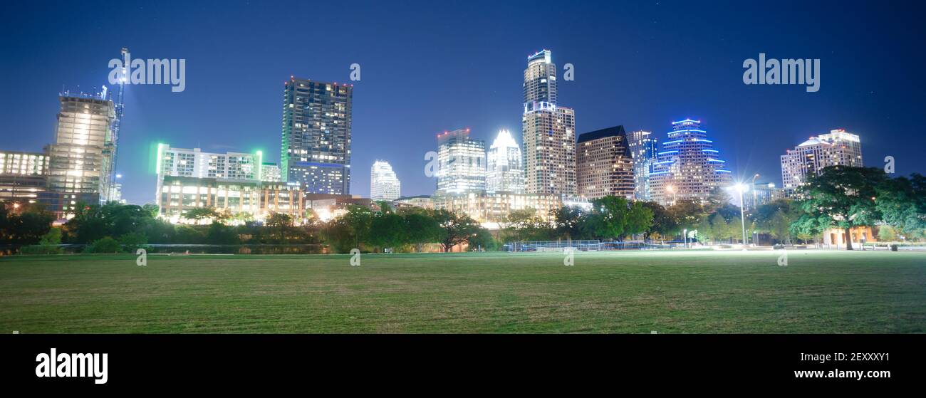 Centre-ville Austin Texas Skyline View Zilker Metropolitan Park Banque D'Images