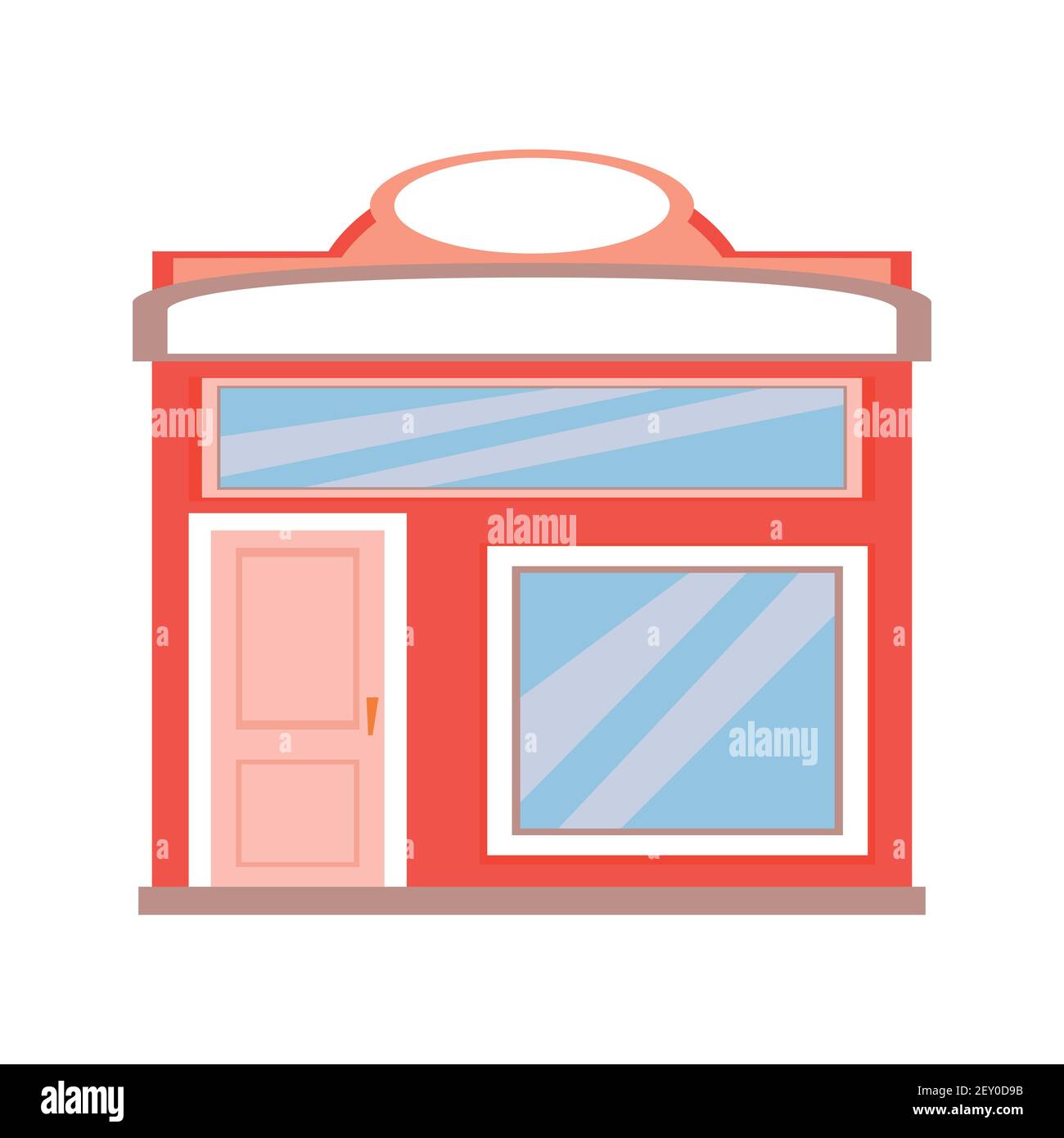 Bâtiment avant du magasin. Illustration vectorielle style dessin animé plat, façade de magasin paysage. Illustration de Vecteur