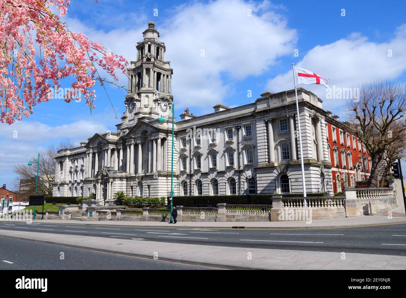 Ville de Stockport dans le nord-ouest de l'Angleterre (Royaume-Uni). Fait partie du Grand Manchester. Hôtel de ville. Banque D'Images