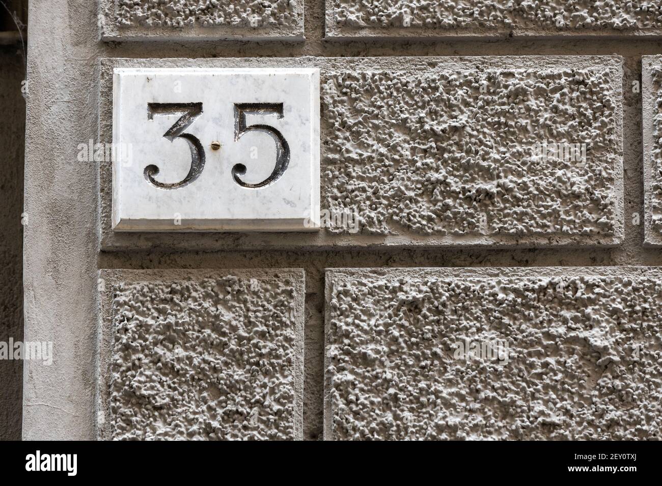 35 ancien numéro de maison, numéro de concept Banque D'Images