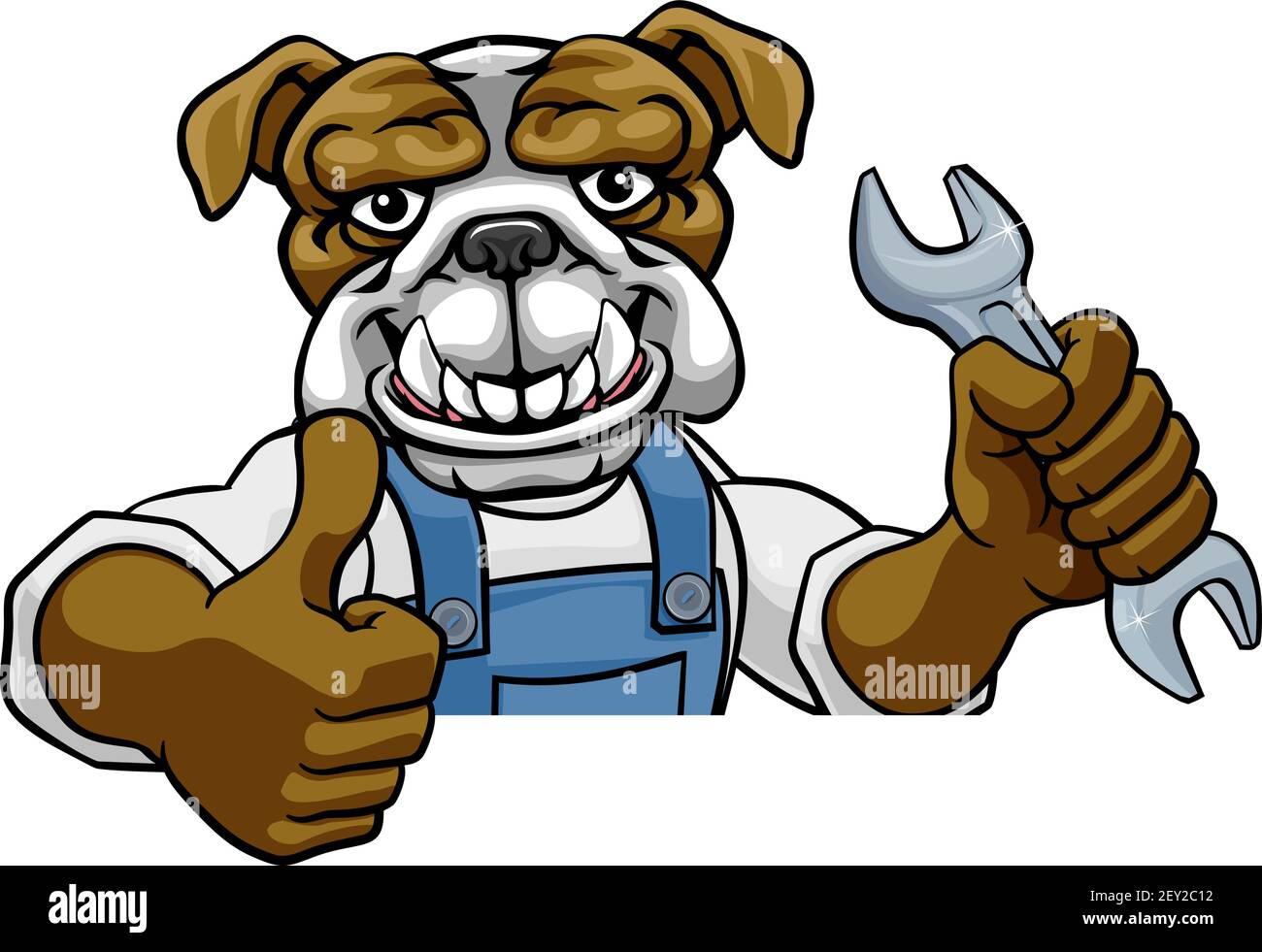 Plombier Bulldog ou mécanicien Holding Spanner Illustration de Vecteur