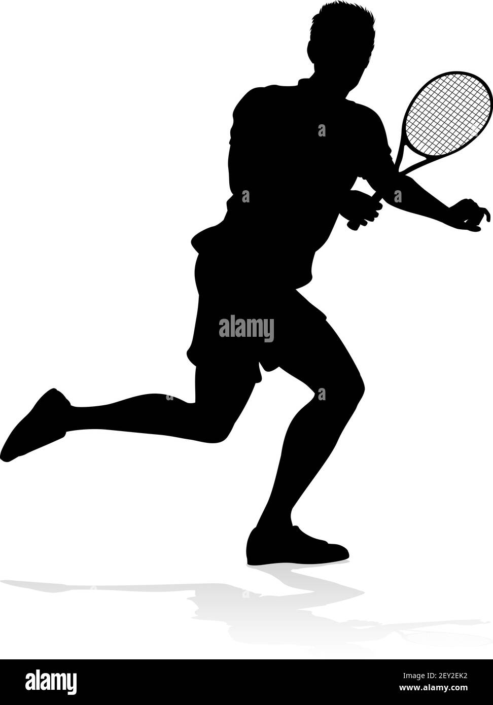 Tennis Player Man Sports Person Silhouette Illustration de Vecteur