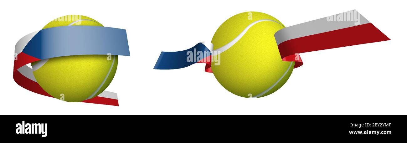 Sports tennis ball dans des rubans aux couleurs du drapeau de la République tchèque. Vecteur isolé sur fond blanc Illustration de Vecteur