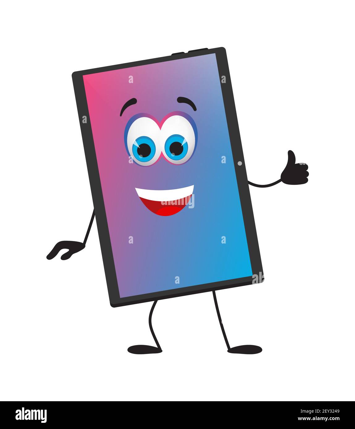 Drôle Tablet PC avec les yeux sur fond blanc, dessin vectoriel plat Illustration de Vecteur