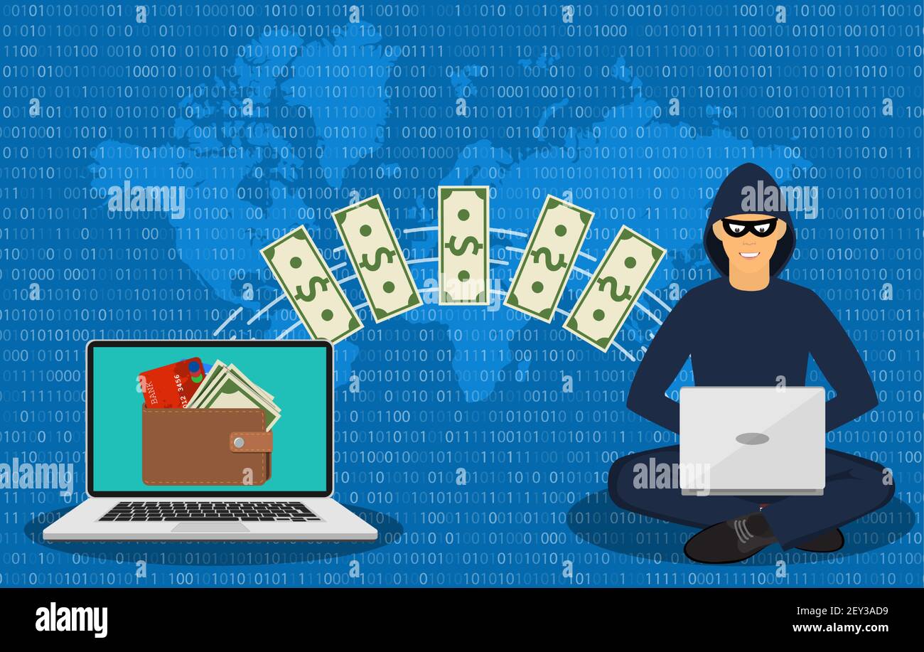 Cyber voleur, Internet scammer. Illustration de Vecteur