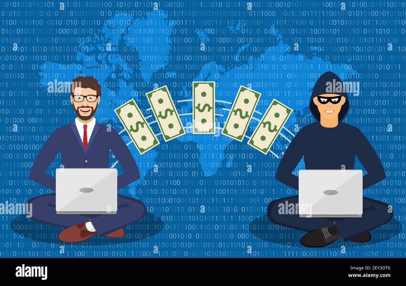 Cyber voleur, Internet scammer. Illustration de Vecteur