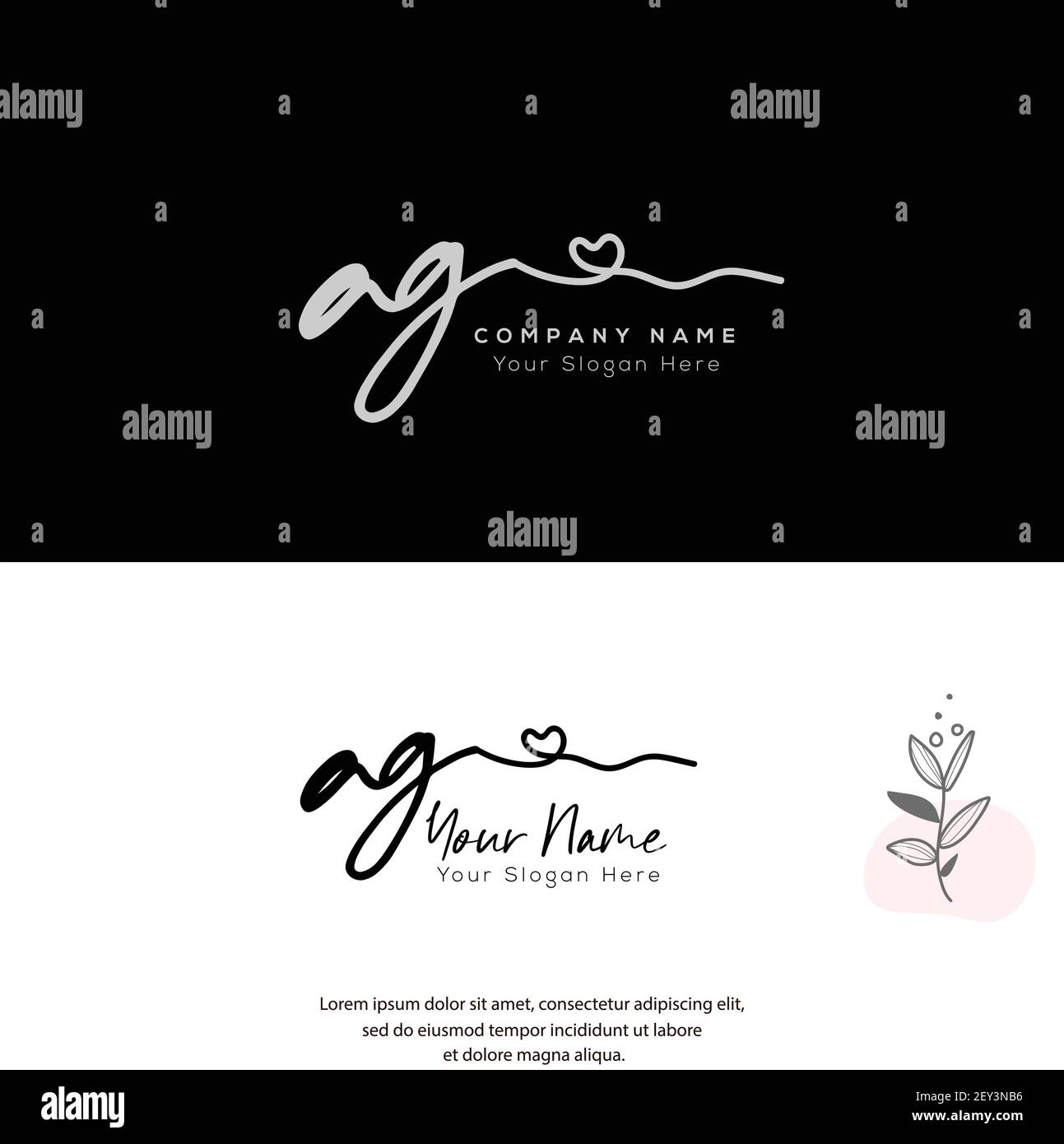A G AG lettre initiale écriture manuscrite et logo de signature. Logo original du vecteur de beauté .mode, boutique, floral et botanique Illustration de Vecteur