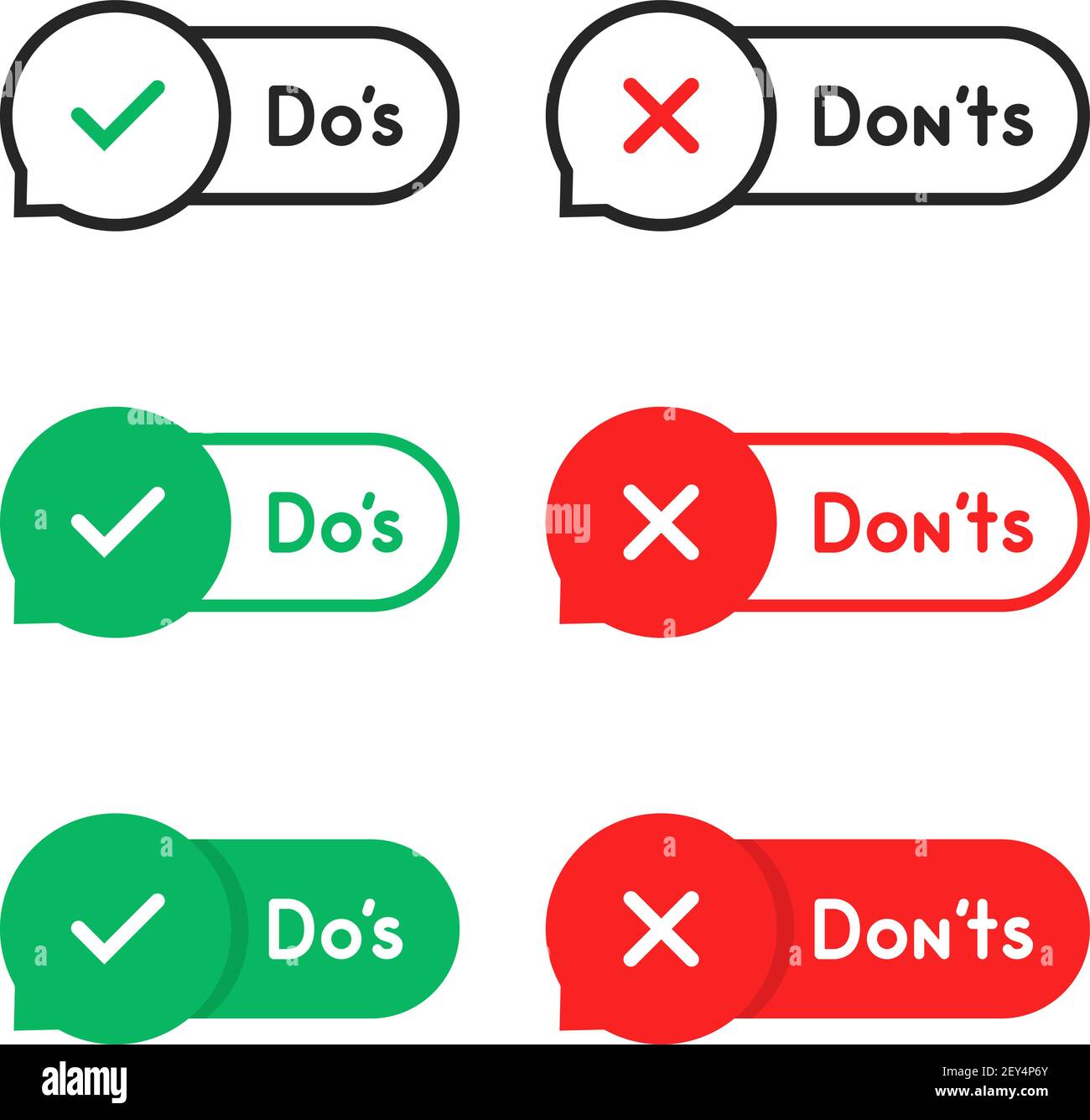 lot de badges à bulles do s and don s. Illustration de Vecteur