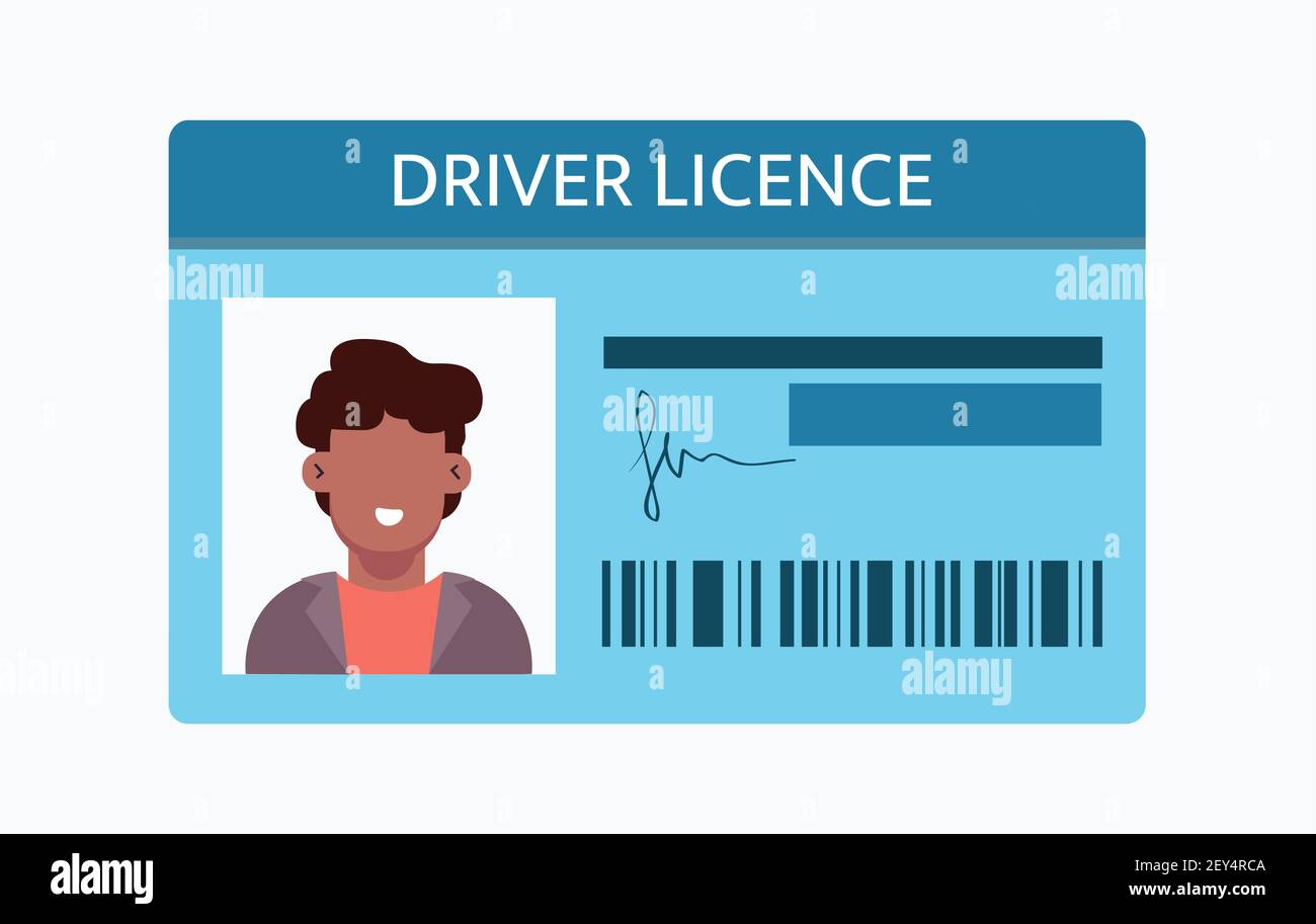 Carte de permis de conduire avec l'homme sur la photo et le numéro d'identification. Vecteur Illustration de Vecteur