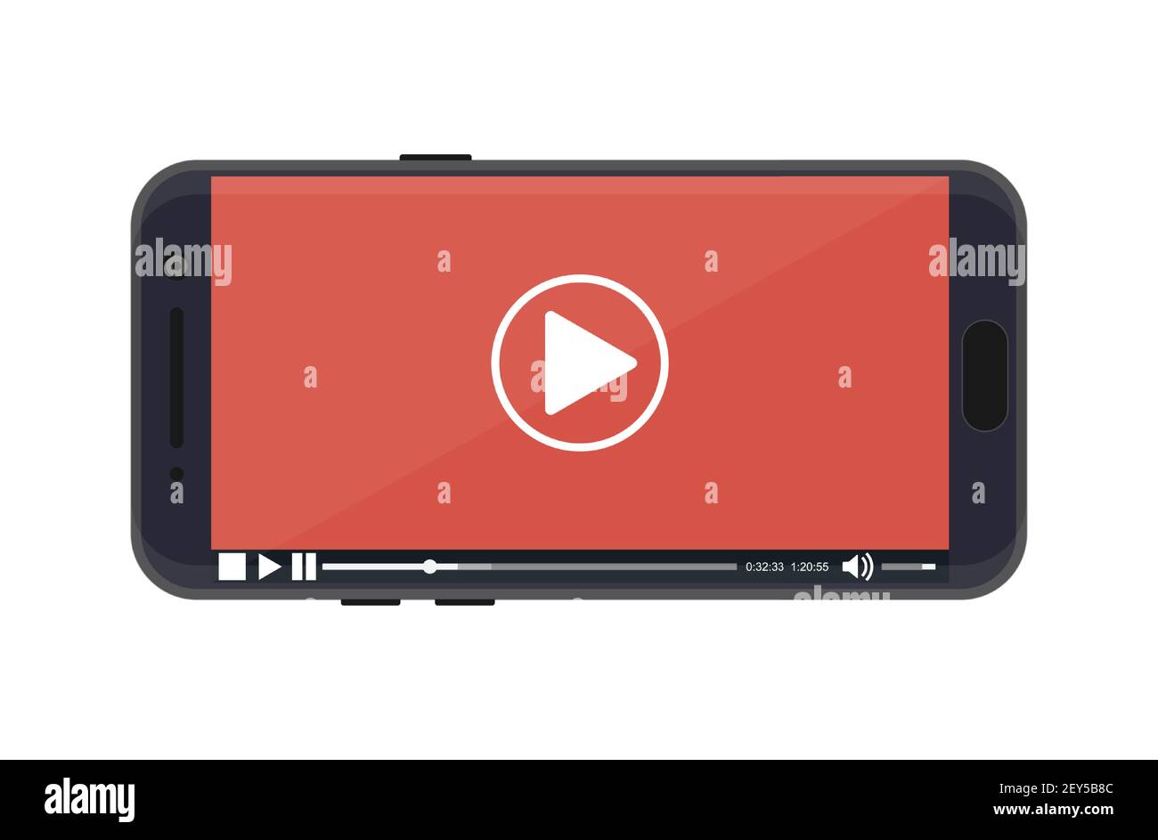 Smartphone moderne avec lecteur vidéo à l'écran. Illustration de Vecteur