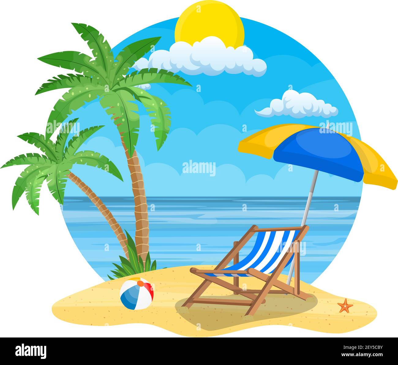 Parasol et transat sur la plage Image Vectorielle Stock - Alamy