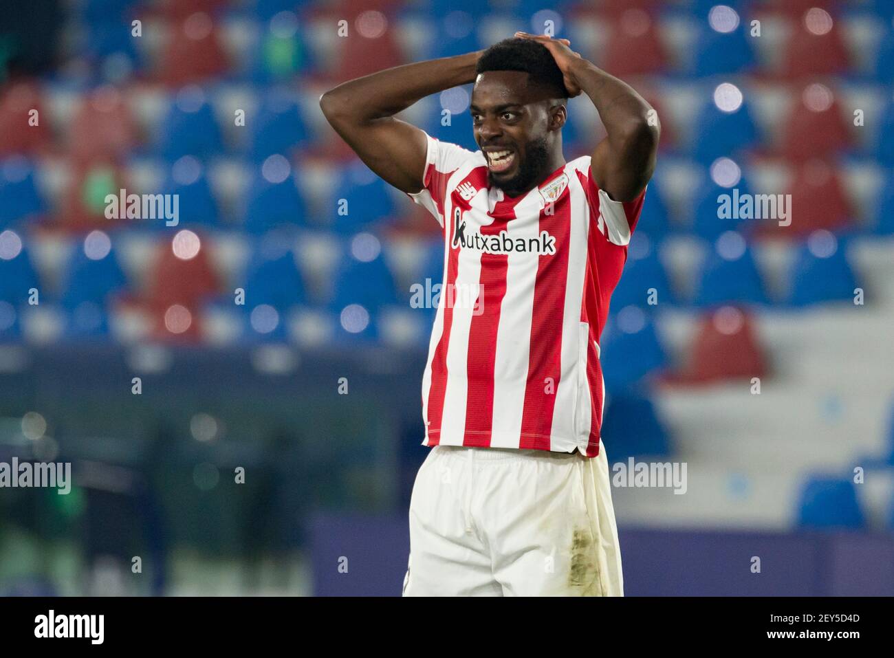 Valence, Espagne. 04e mars 2021. Inaki Williams de l'Athletic Bilbao Club en action pendant le match de deuxième finale de la demi-finale espagnole Copa del Rey entre Levante UD et Athletic Bilbao Club à Ciutat de Valencia . (Score final; Levante UD 1:2 Athletic Bilbao Club) crédit: SOPA Images Limited/Alay Live News Banque D'Images