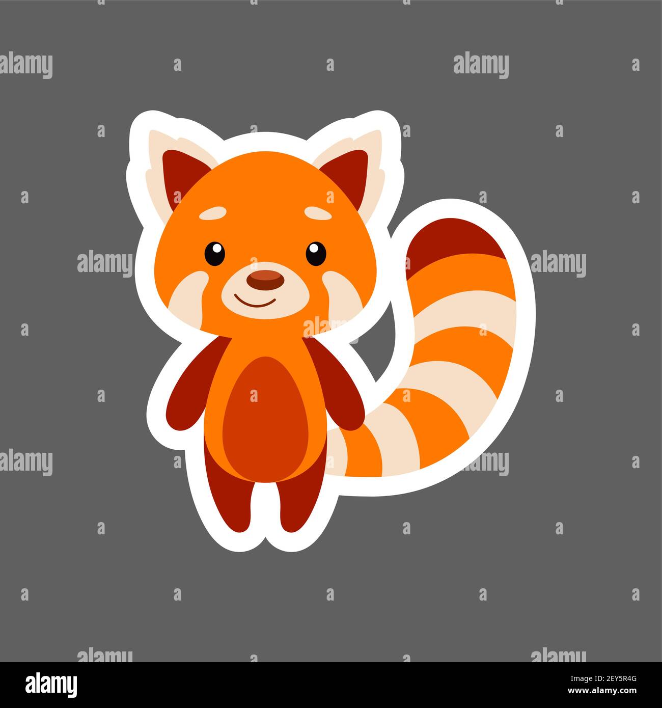 Joli Petit Bebe Rouge Panda Autocollant Personnage Animal De Dessin Anime Pour Les Cartes D Enfants Douche De Bebe Invitation D Anniversaire Interieur De Maison Plat A Piments De Couleur Vive Image Vectorielle Stock