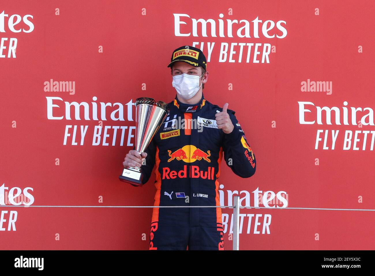 Podium, Lawson Liam (nzl), Grand Prix Hitech, Dallara F3 2019, portrait, Ambiance pendant la 5ème partie du Championnat de Formule 3 2020 de la FIA du 7 au 9 août 2020 sur le circuit Silverstone, à Silverstone, Royaume-Uni - photo Diederik van der Laan / Dutch photo Agency / DPPI Banque D'Images