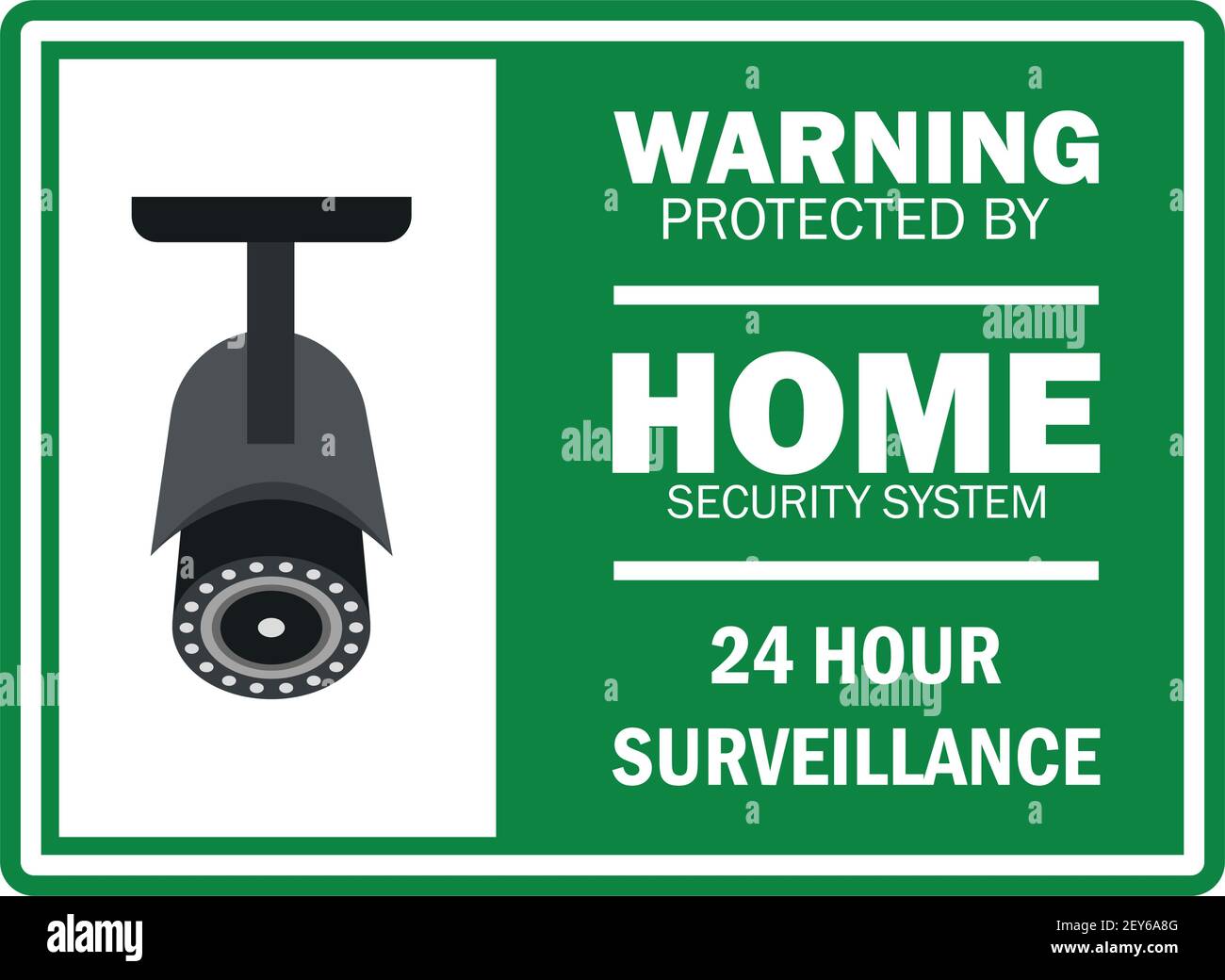 Panneau d'avertissement zone protégée par vidéosurveillance avec caméra de vidéosurveillance pour la sécurité de la maison. Illustration vectorielle Illustration de Vecteur