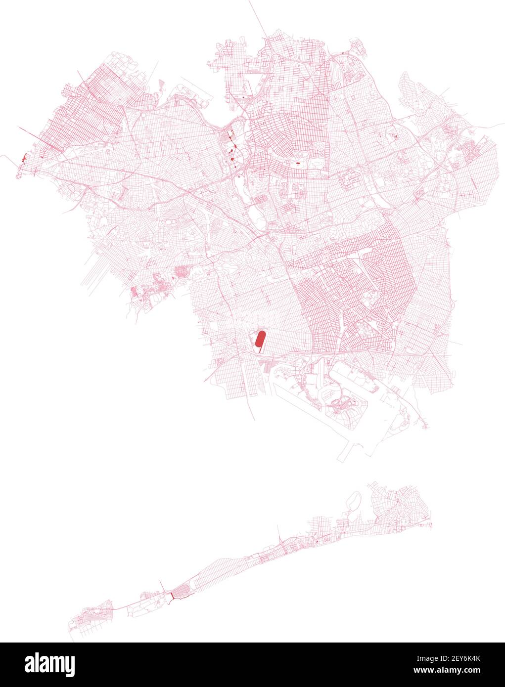 Carte Queens, ville de New York, quartiers, administration gouvernementale. Rues et quartier. Plan de la ville. États-Unis Illustration de Vecteur