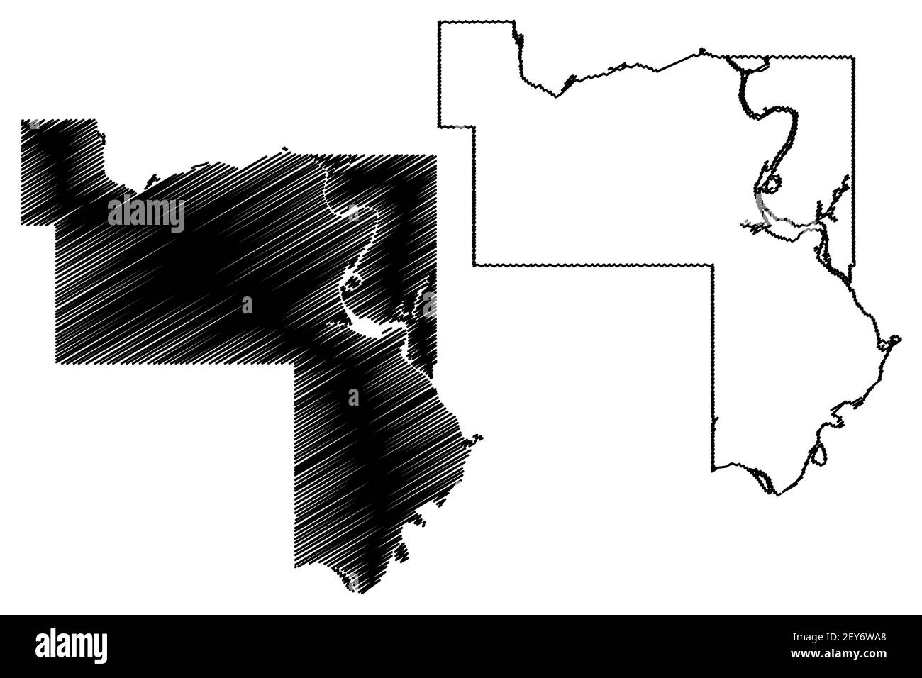 Muskogee County, Oklahoma State (comté des États-Unis, États-Unis d'Amérique, États-Unis, États-Unis) carte illustration vectorielle, scribble sketch carte de Muskogee Illustration de Vecteur