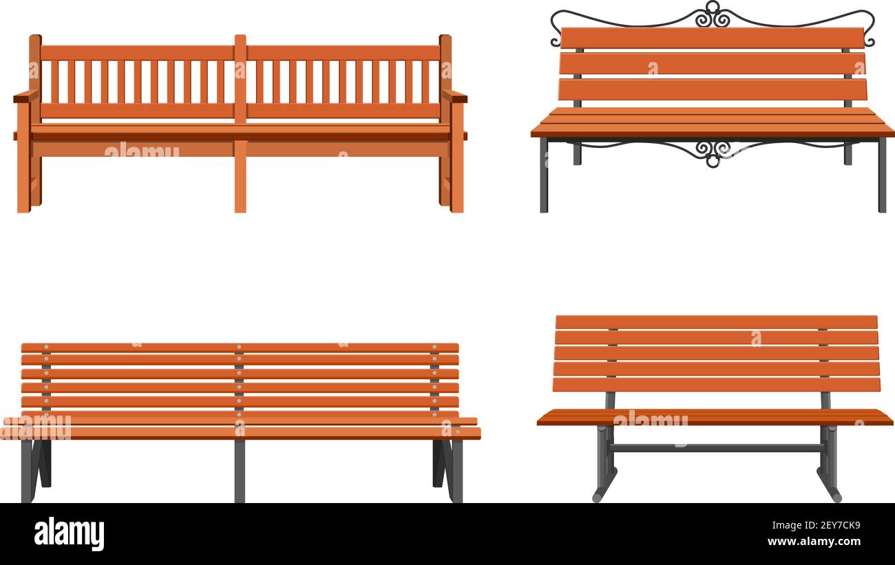Ensemble de divers jardins et bancs de ville Illustration de Vecteur