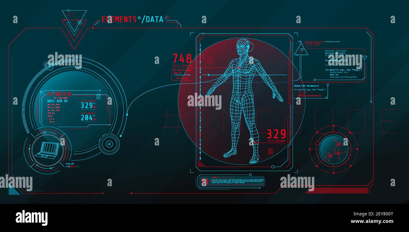 Conception de l'interface virtuelle du programme de protection des données. Illustration de Vecteur