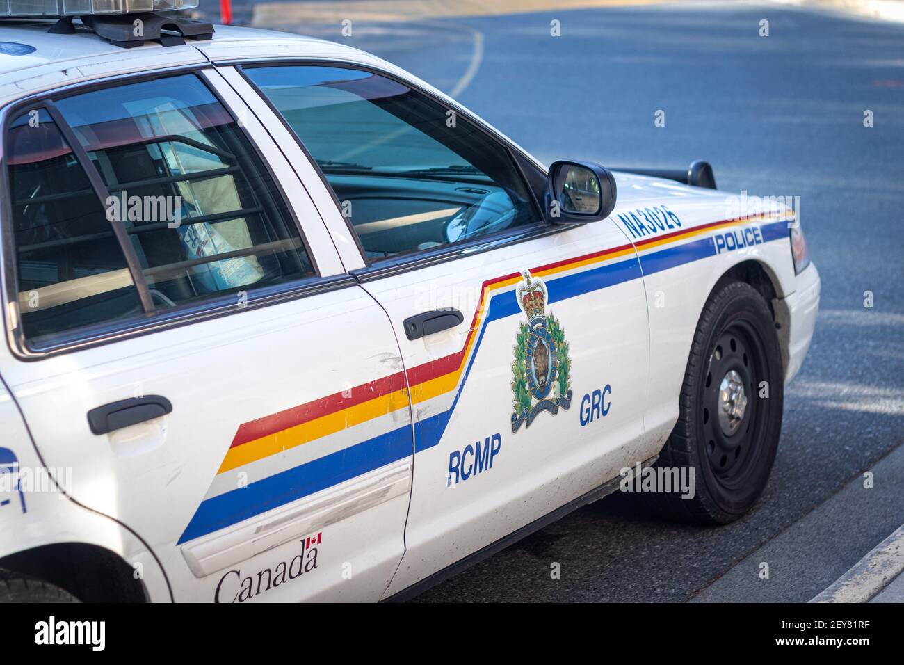 Courtenay, Canada - novembre 1,2020 : vue rapprochée de la voiture de police de la GRC de Courtenay Banque D'Images