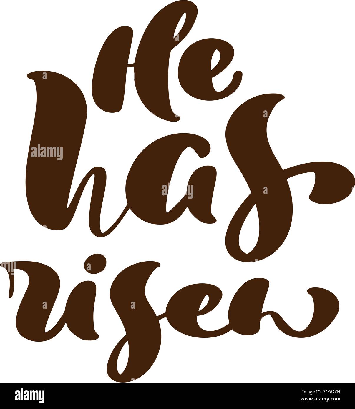 Dessiné à la main, il a ressuscité le texte de Pâques. Lettre de calligraphie vecteur Jésus illustration lettrage carte de vœux. Phrase typographique guillemet fait à la main Illustration de Vecteur