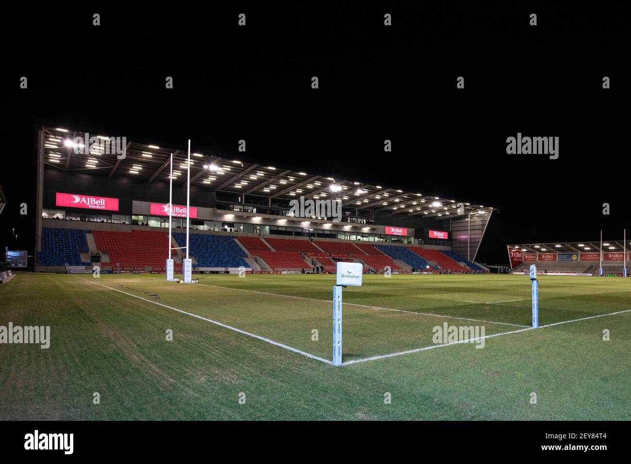 Eccles, Royaume-Uni. 07e février 2020. MANCHESTER, ROYAUME-UNI. 5 MARS UNE vue générale du stade avant le match Gallagher Premiership entre sale Sharks et Newcastle Falcons au stade AJ Bell, Eccles, le vendredi 5 mars 2021. (Credit: Chris Lishman | MI News ) Credit: MI News & Sport /Alay Live News Banque D'Images