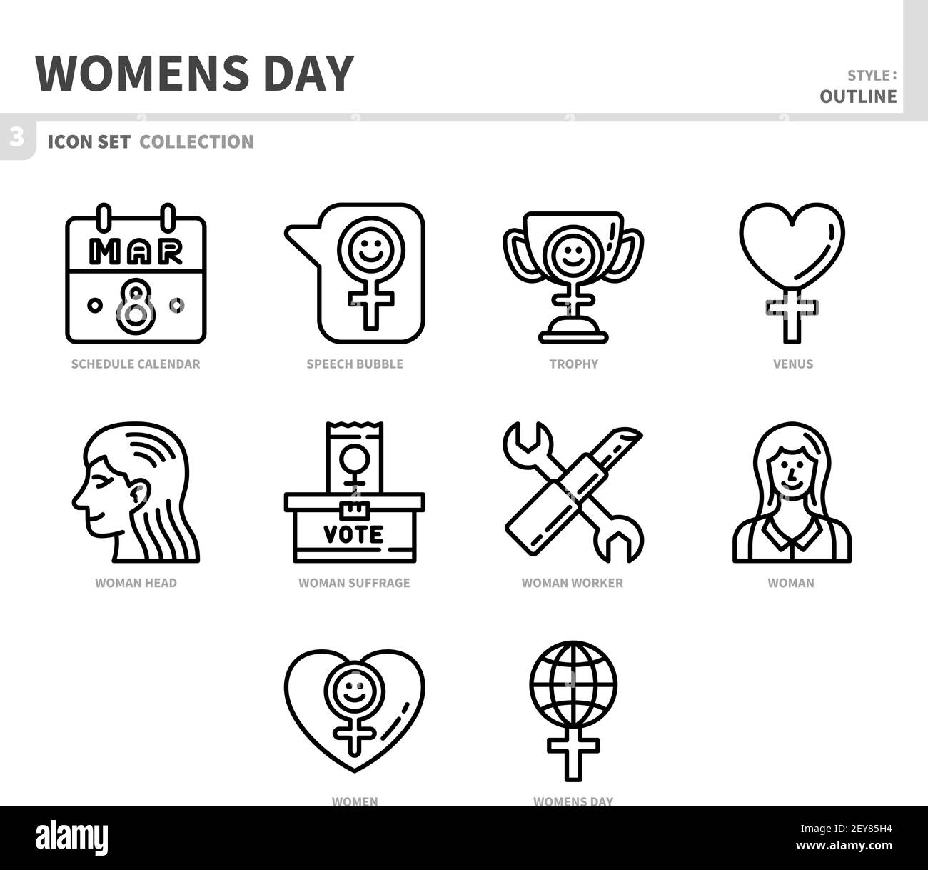 ensemble d'icônes de jour pour femme, style de contour, vecteur et illustration Illustration de Vecteur