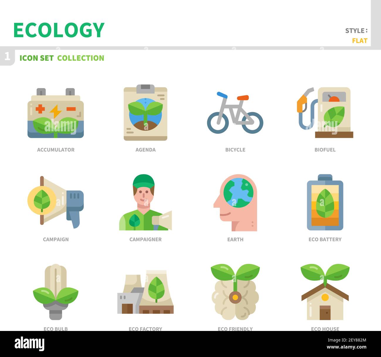 jeu d'icônes d'écologie et d'environnement, style plat, vecteur et illustration Illustration de Vecteur