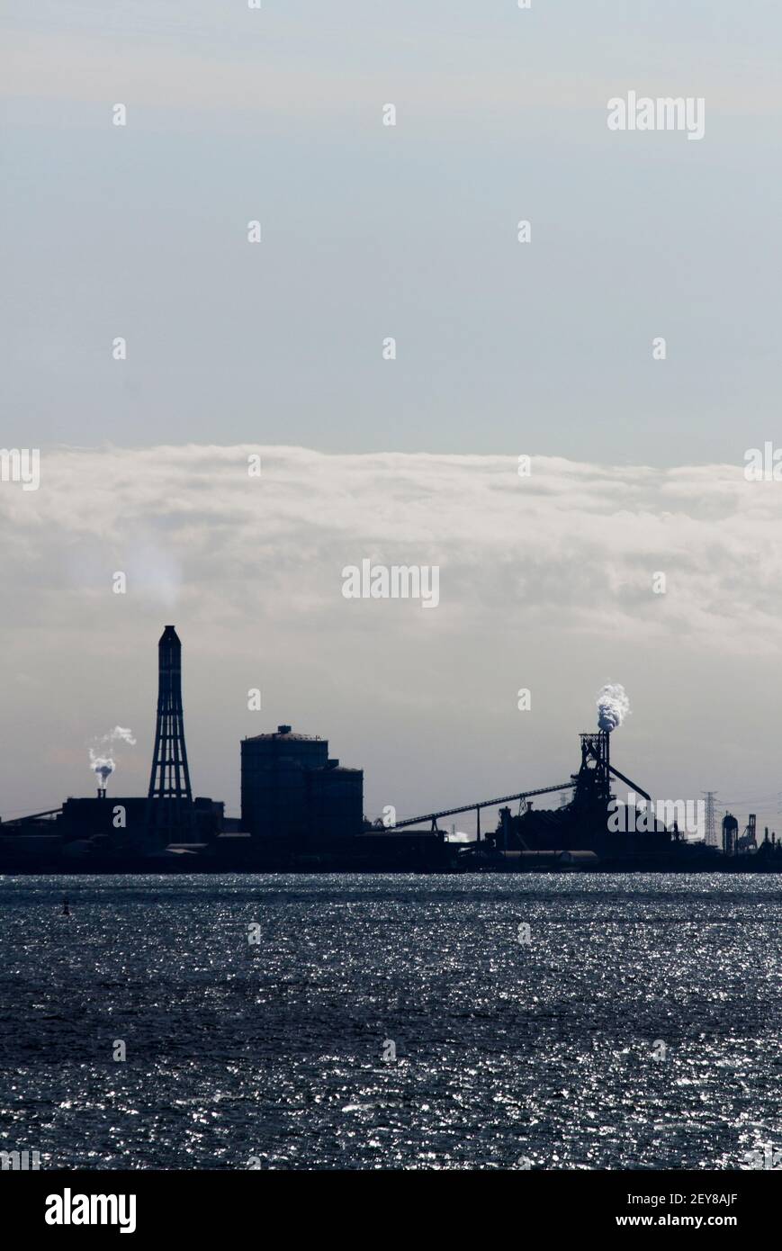 Paysage de la zone industrielle de bord de mer à Kimitsu City, préfecture de Chiba, Japon Banque D'Images