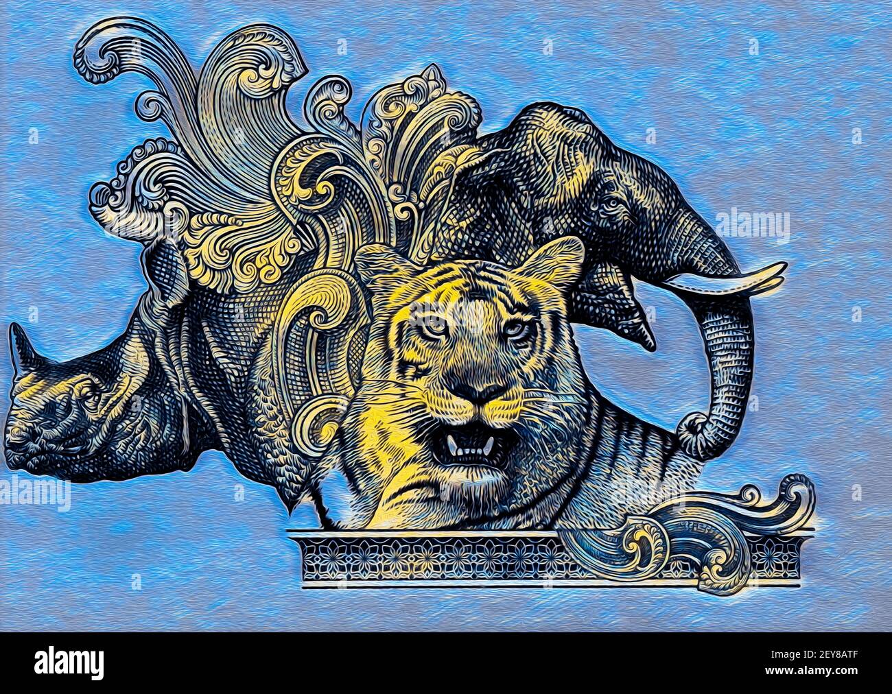 Fragment de l'ancienne roupie indienne de 10 pour la conception Banque D'Images