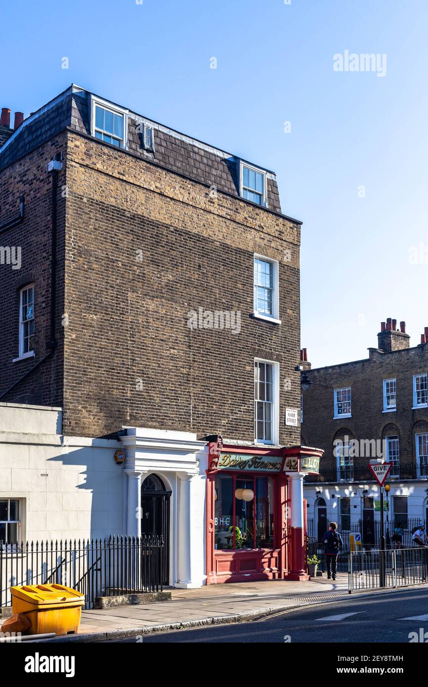 Fin de la terrasse, River Street, Islington, Londres EC1, Angleterre, ROYAUME-UNI. Banque D'Images