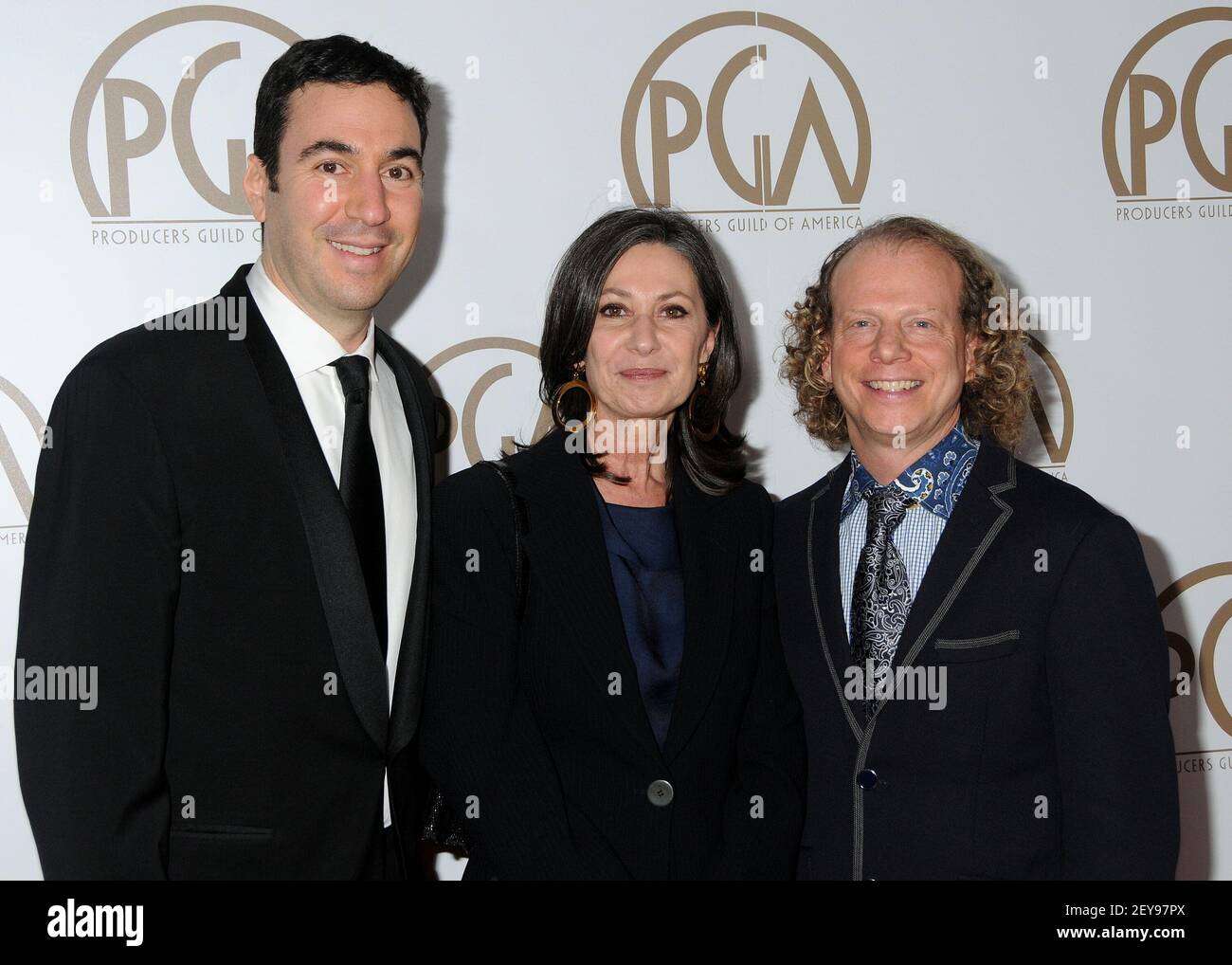 26 janvier 2013 - Beverly Hills, Californie - Jonathan Gordon, Donna Gigliotti, Bruce Cohen. 24e Prix annuel de la Guilde des producteurs au Beverly Hilton Hotel. Crédit photo : Byron Purvis/AdMedia/Sipa USA Banque D'Images