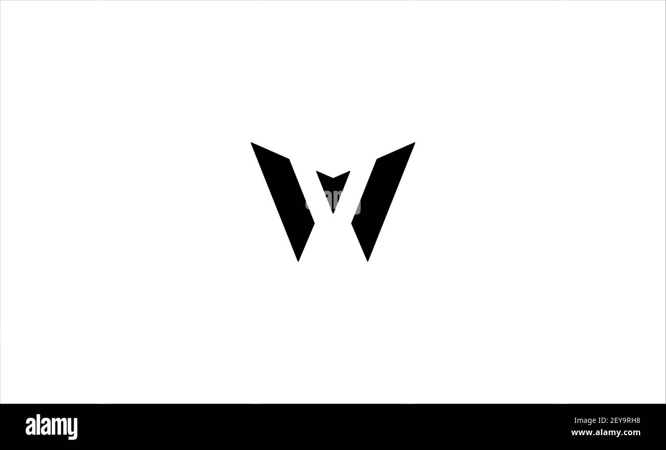 Lettre W Monogram logo Design icône minimale avec couleur noire Banque D'Images