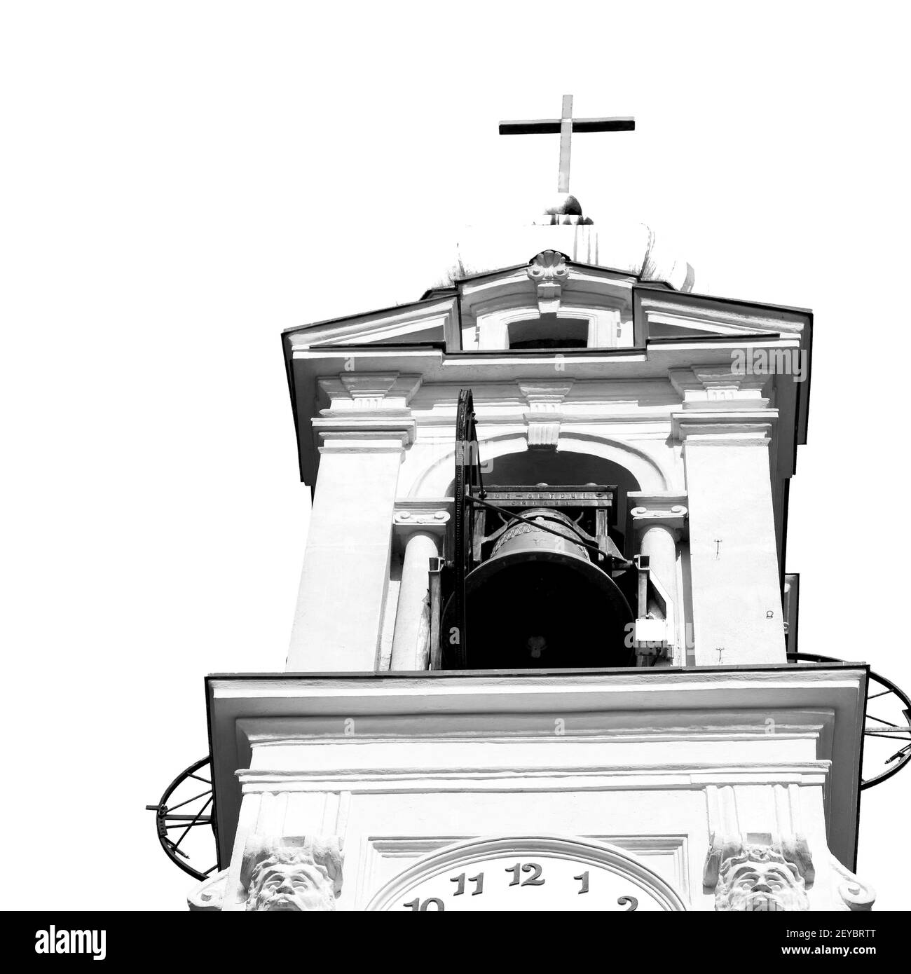 Ancienne tour d'horloge en italie europe ancienne pierre et cloche Banque D'Images