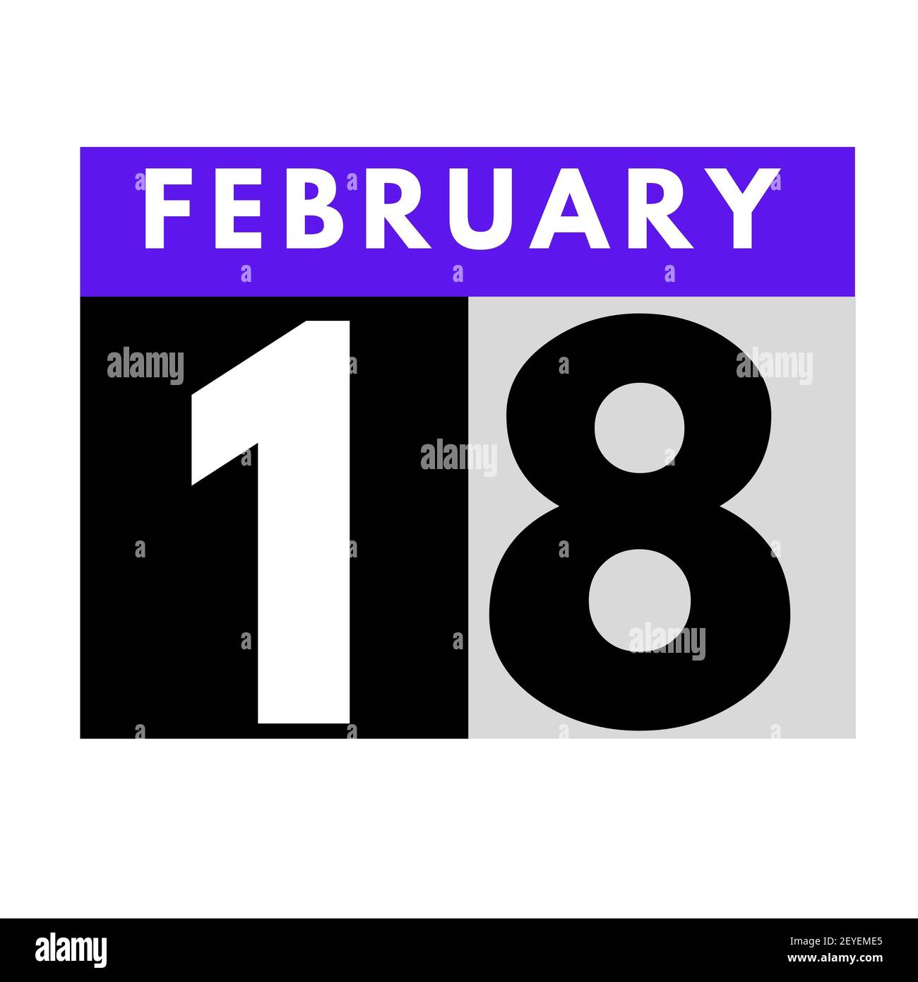 Février 18 . icône de calendrier quotidien plat .date, jour, mois .calendrier pour le mois de février Banque D'Images